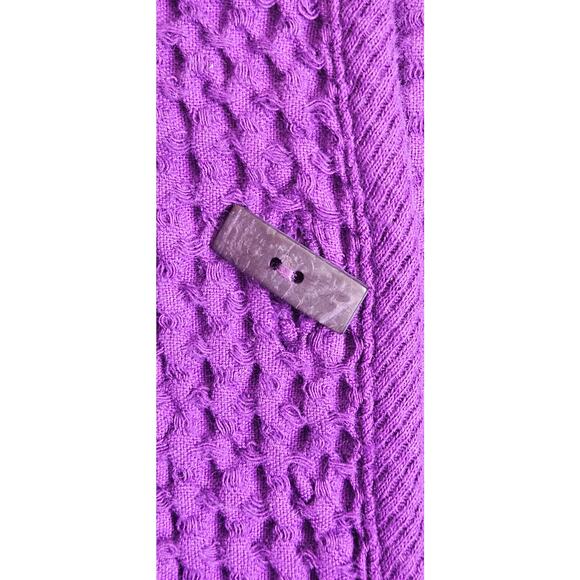 By JJ Women's L Purple Waffle Knit Jacket, Unlined, Fun Buttons - Picture 5 of 6